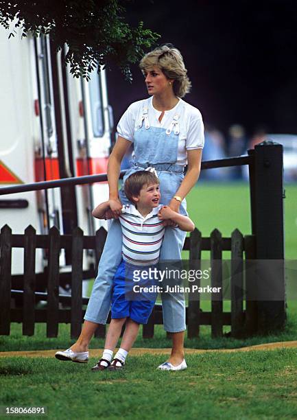 Diana, The Princess Of Wales, And Prince William, At A Polo Match, Smiths Lawn, Windsor.