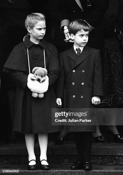 Prince William, And Zara Phillips, Attend Sandringham Church Christmas Day Service, 1988.