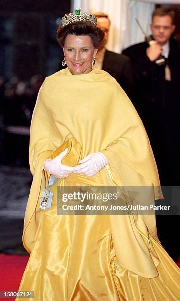 Queen Sonja Of Norway Attends The Wedding Of Prince Joachim & Princess Alexandra Of Denmark At Frederiksborg Castle. .