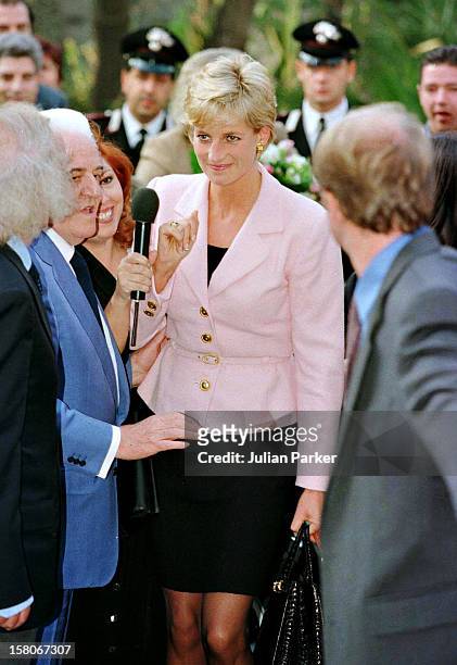 Diana, The Princess Of Wales, Arrives At The Grand Hotel, In Rimini, Italy.The Princess Was In Rimini To Receive A Humanitarian Award For Her Charity...