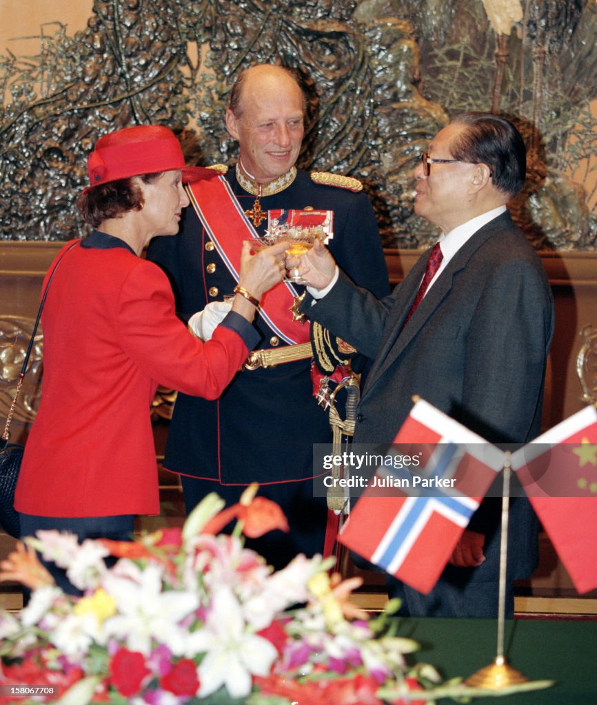 King Harald, And Queen Sonja Of Norway, State Visit To China 1997