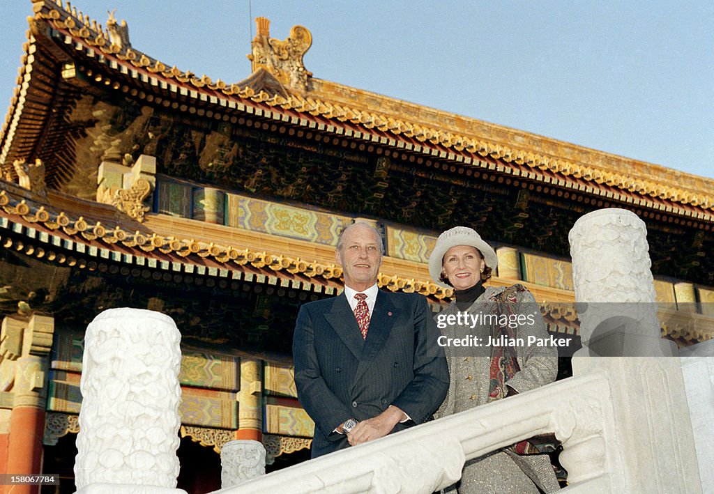 King Harald, And Queen Sonja Of Norway, State Visit To China 1997