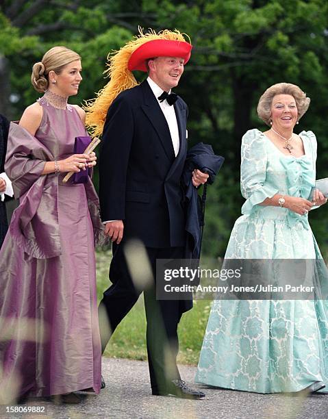 Crown Prince Willem-Alexander, Crown Princess Maxima & Queen Beatrix Of Holland Attend A Performance At Gripsholm Castle During The Celebrations For...