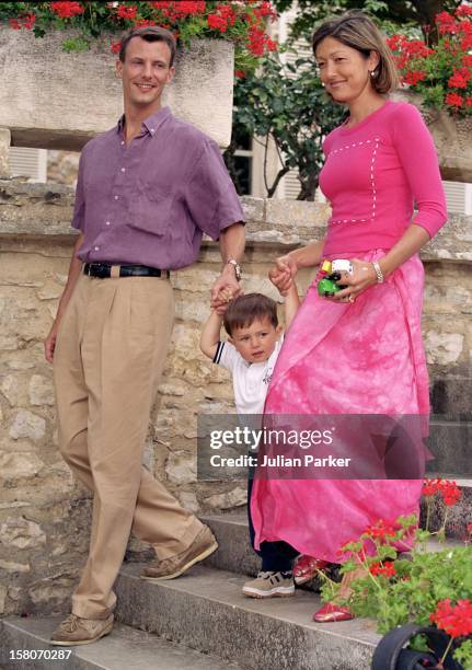 Prince Joachim, Princess Alexandra & Son Prince Nikolai Of Denmark At Their Summer House In Luzech, France. .