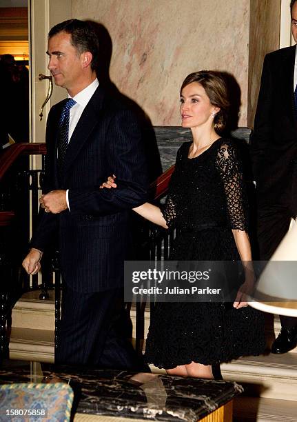 Crown Prince Felipe, And Crown Princess Letizia Of Spain Attend A Gala Dinner For The 125Th Anniversary Of The Spanish Chamber Of Commerce In Great...