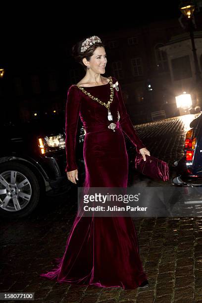 Crown Princess Mary Of Denmark Attends The Traditional New Year Gala Dinner, At Amalienborg Palace In Copenhagen, Denmark.