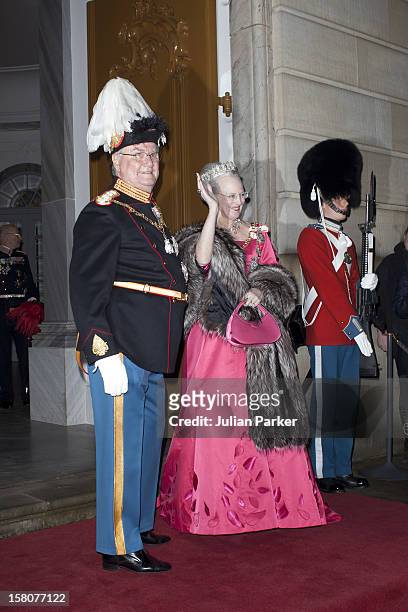 Queen Margrethe Of Denmark, And Prince Henrik Attend The Traditional New Year Gala Dinner, At Amalienborg Palace In Copenhagen, Denmark.