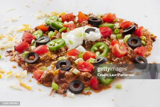 mexican tortilla pizza - tortilla dish stock pictures, royalty-free photos & images