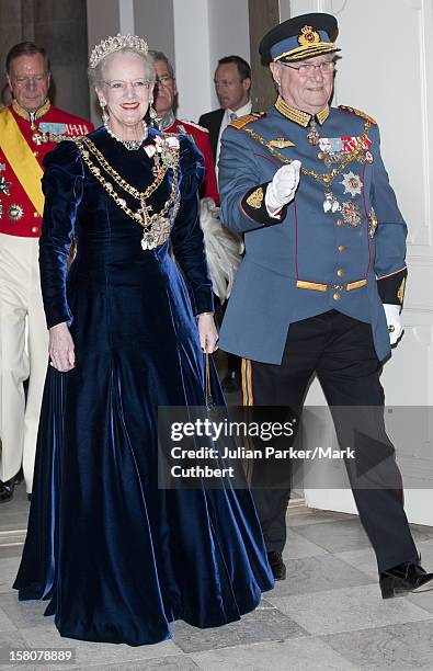 ** ** Queen Margrethe Ii Of Denmark And Prince Henrik Of Denmark Arriving At A Gala Dinner At Christiansborg Palace To Celebrate 40 Years On The...
