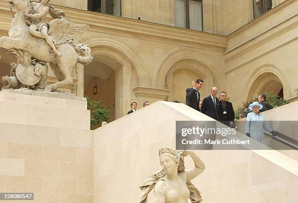 The Queen & Duke Of Edinburgh View British Art And Attend A Reception For British And French Community At The Palais Du Louvre, During Their State...