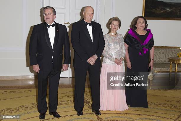 King Harald And Queen Sonja With The President Of Poland, Bronislaw Komorowski And His Wife Anna Komorowska During An Official Dinner Held At The...
