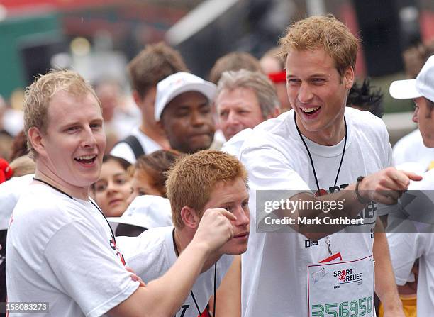 Prince William Takes Part In A One Mile Charity Run In Central London In Aid Of 'Sport Relief'. Prince Harry Gave His Support From The Crowd As He...