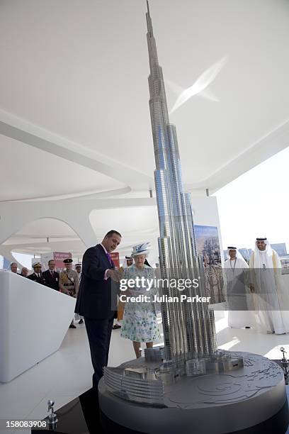 Queen Elizabeth Attends An Unveiling Of A Design For The Shiekh Zayed National Museum And Look At Other Projects In An Exhibition And After Took A...