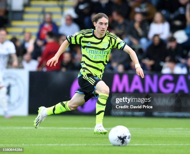 Marcelo Flores of Arsenal during a pre season friendly between Boreham Wood and Arsenal U21 at Meadow Park on July 29, 2023 in Borehamwood, England.