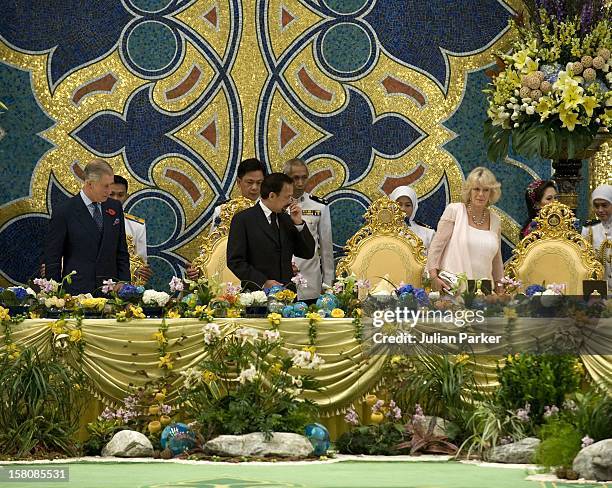 The Prince Of Wales The Duchess Of Cornwall Attend A Banquet At The Istana Nurul Iman Palace Hosted By The Sultan Of Brunei And His Two Wives, His...