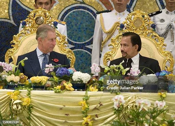 The Prince Of Wales The Duchess Of Cornwall Attend A Banquet At The Istana Nurul Iman Palace Hosted By The Sultan Of Brunei And His Two Wives, His...