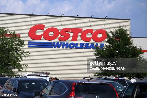 Costco Wholesale warehouse sign is seen outside of a store in Silver Spring, Maryland, on August 5, 2023.