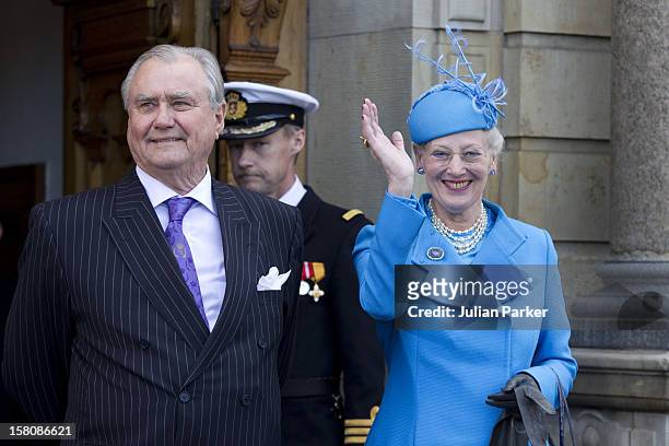 Queen Margrethe, And Prince Henrik Of Denmark, Attend The Christening Of The Danish Royal Twins, At Holmens Church, Copenhagen.The Twins Were...
