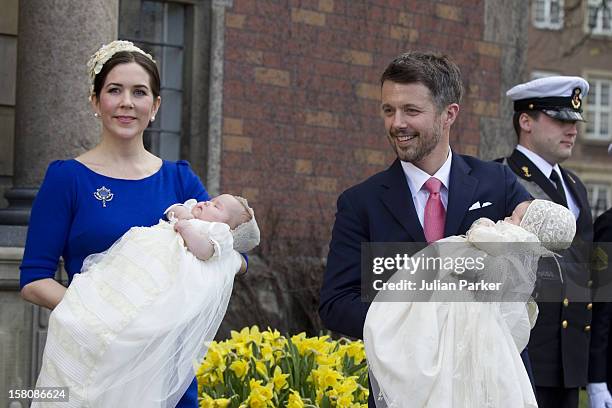 Crown Prince Frederik, And Crown Princess Mary Attend The Christening Of The Danish Royal Twins, At Holmens Church, Copenhagen.The Twins Were...