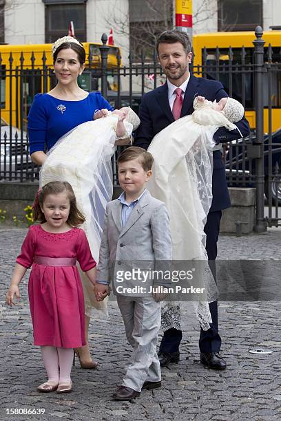 Crown Prince Frederik, And Crown Princess Mary, Prince Christian, And Princess Isabella, Arrive For The Christening Of The Danish Royal Twins, At...