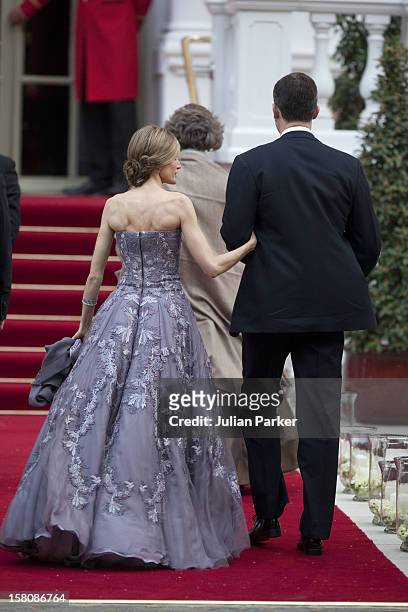 Crown Prince Felipe, Crown Princess Letizia And Queen Sofia Of Spain Attend A Pre Wedding Party, On The Eve Of Prince Williams Wedding To Kate...