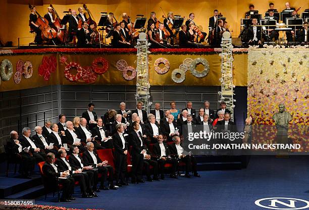 The Nobel 2012 laureates in physics Serge Haroche of France, David Wineland of US, the Nobel 2012 Chemistry laureates Robert J Lefkowitz and Brian K...