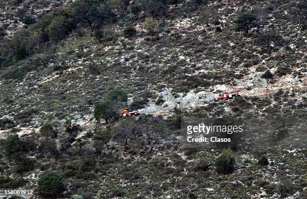General view of the area where the plane where the mexican singer Jenni Rivera was flying crashed, close to the Tejocote Ranch, on December 09, 2012...