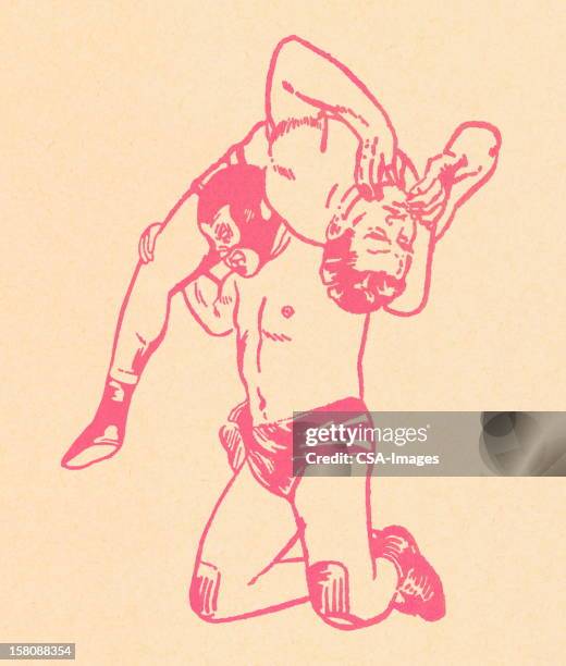 ilustrações de stock, clip art, desenhos animados e ícones de homens wrestlers - luta livre mexicana