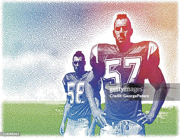 tough, macho football players - american football strip stock illustrations