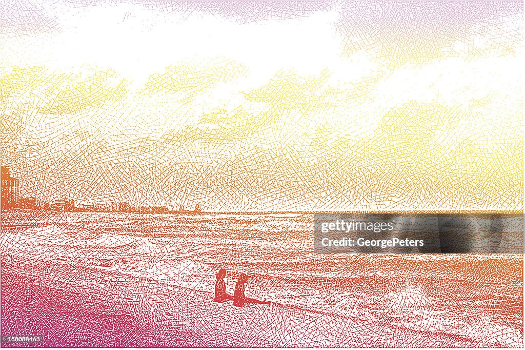 Women, Beach and Sunset
