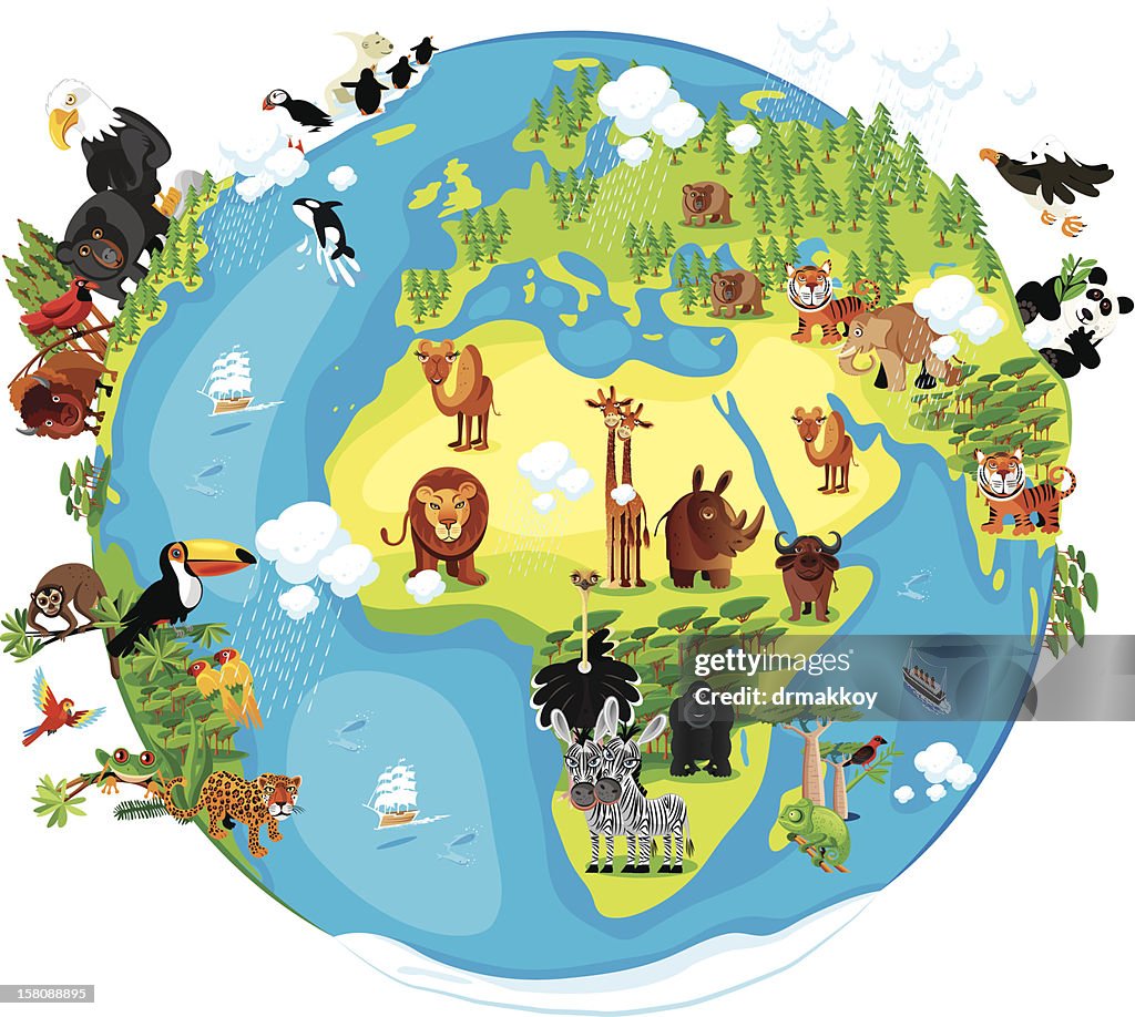 Desenhos animados de animais do mundo