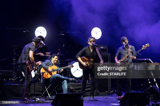 Argentinian singer Andres Calamaro performs on stage during Starlite Occident 2023 at Cantera de Nagüeles, Marbella, on July 29, 2023 in Malaga,...