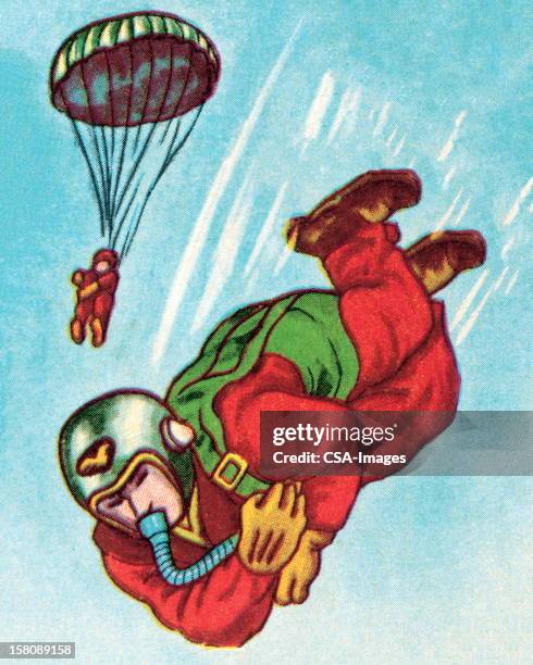 bildbanksillustrationer, clip art samt tecknat material och ikoner med two paratroopers - paratrooper