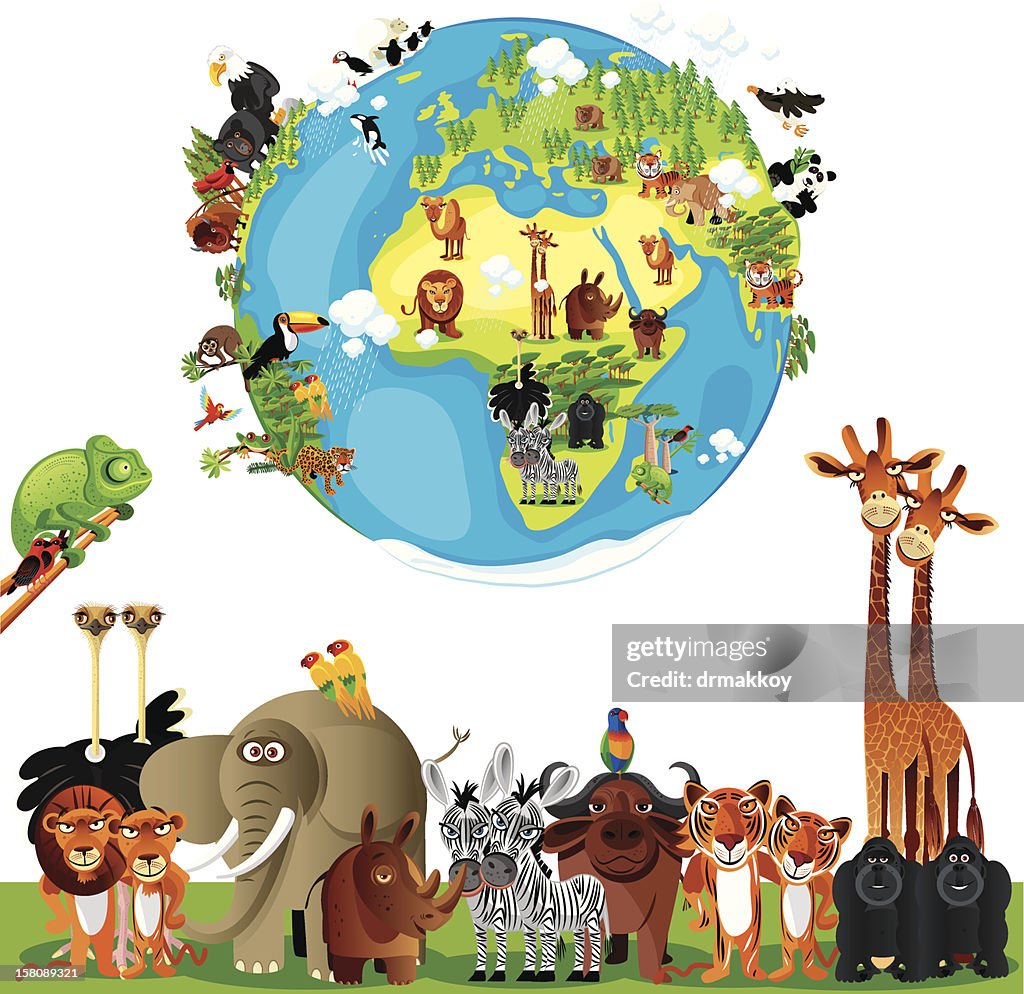 Animals Cartoon of World