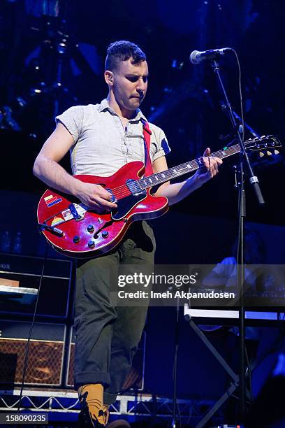 Guitarist Jack Antonoff of Fun. Performs onstage at the 23rd Annual KROQ Almost Acoustic Christmas at Gibson Amphitheatre on December 9, 2012 in...
