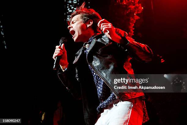 Singer Nate Ruess of Fun. Performs onstage at the 23rd Annual KROQ Almost Acoustic Christmas at Gibson Amphitheatre on December 9, 2012 in Universal...