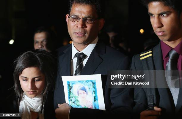 The daughter Lisha, husband Ben Barboza and son Junal of nurse Jacinta Saldanha arrive at the Houses of Parliament ahead of a meeting with MP Keith...