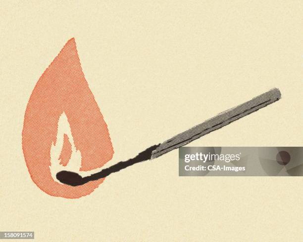beleuchtete übereinstimmung - langes streichholz stock-grafiken, -clipart, -cartoons und -symbole