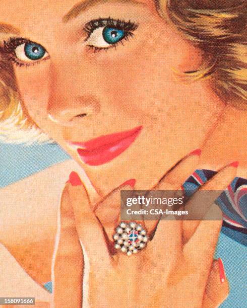 blue eyed woman - portraits of people blue background stock illustrations