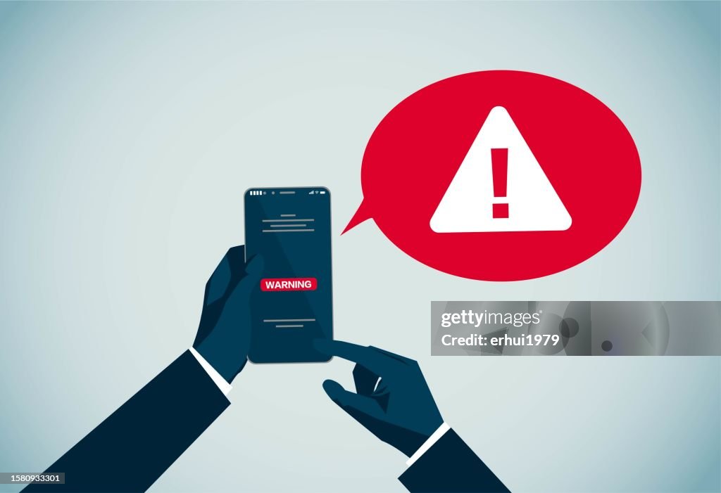 Phone Warning Example Security Warnings From Mobile Phones High-Res Vector Graphic - Getty Images