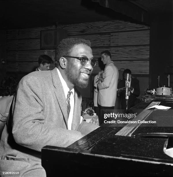 Jazz pianist Thelonious Monk performs at the Basin Street club on April 11, 1956 in New York City, New York.