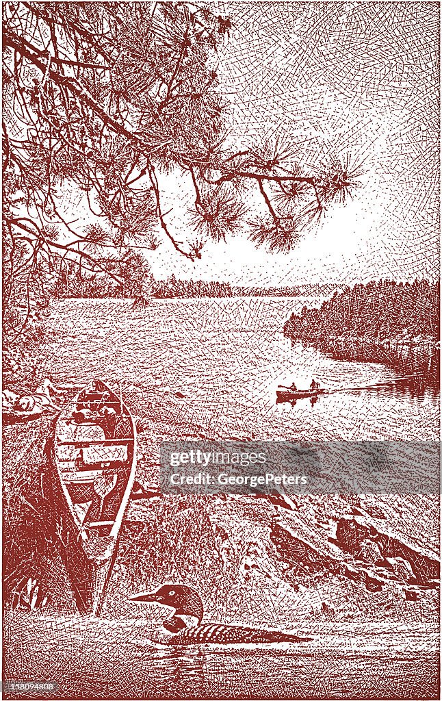 Canoe, Lake and Loon
