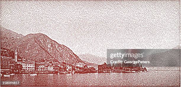 lake como, italy and villas - lake como stock illustrations