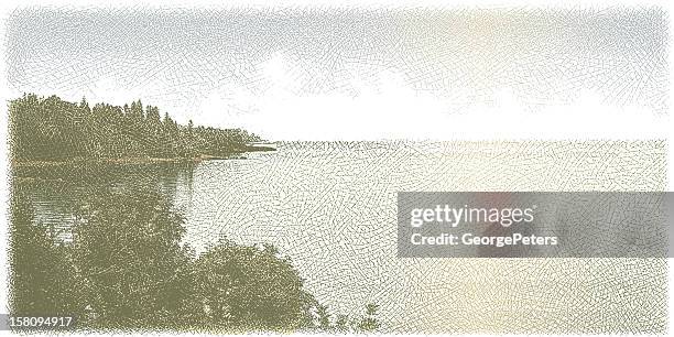 wilderness lake - lake superior stock illustrations