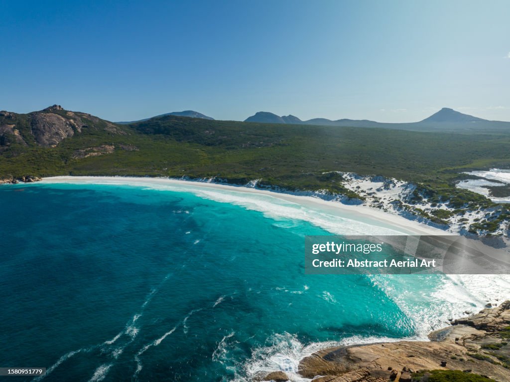 Aerial photograph showing Hellfire Bay in Cape Le Grand National Park, Esperance, Western Australia, Australia