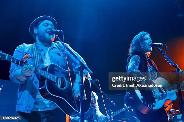 Musicians Ragnar Thorhallsson and Nanna Bryndis Hilmarsdottir of the band Of Monsters and Men perform onstage at the 23rd Annual KROQ Almost Acoustic...