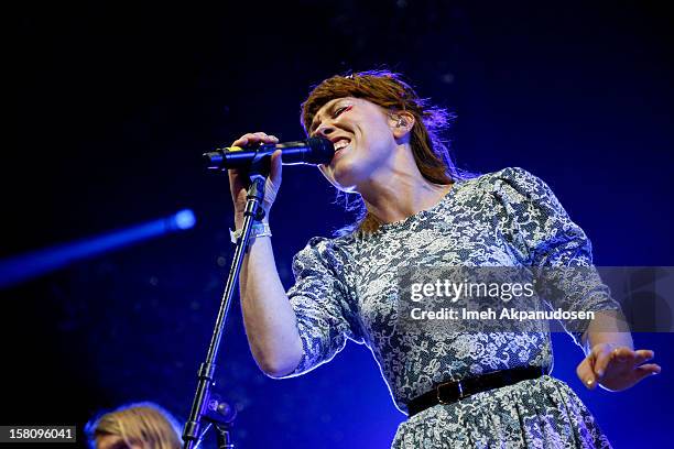 Singer Hannah Hooper of Grouplove performs onstage at the 23rd Annual KROQ Almost Acoustic Christmas at Gibson Amphitheatre on December 9, 2012 in...