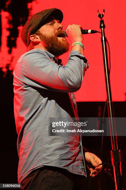 Singer/songwriter Alex Clare performs onstage at the 23rd Annual KROQ Almost Acoustic Christmas at Gibson Amphitheatre on December 9, 2012 in...