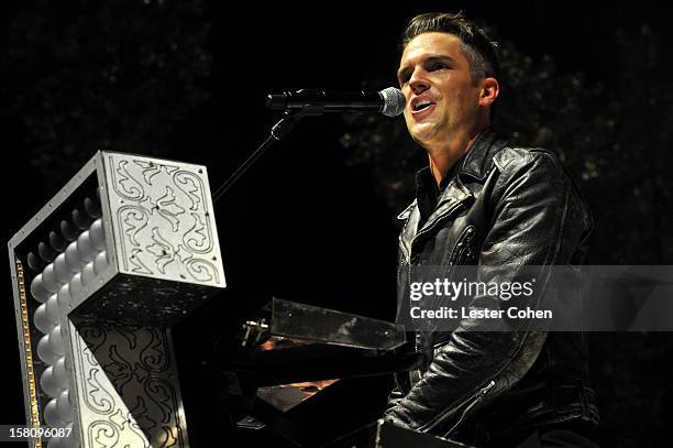 Musician Brandon Flowers of the band The Killers performs onstage at KROQ's Acoustic Christmas - Night 2 at Gibson Amphitheatre on December 9, 2012...