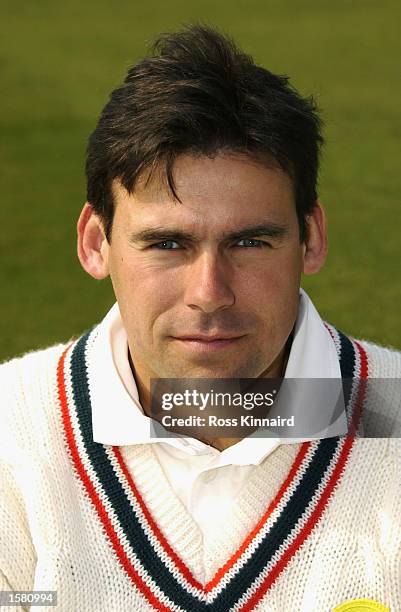 Portrait of Neil Burns of Leicestershire CCC taken during the Leicestershire County Cricket Club photocall held at the County Ground, Leicester,...